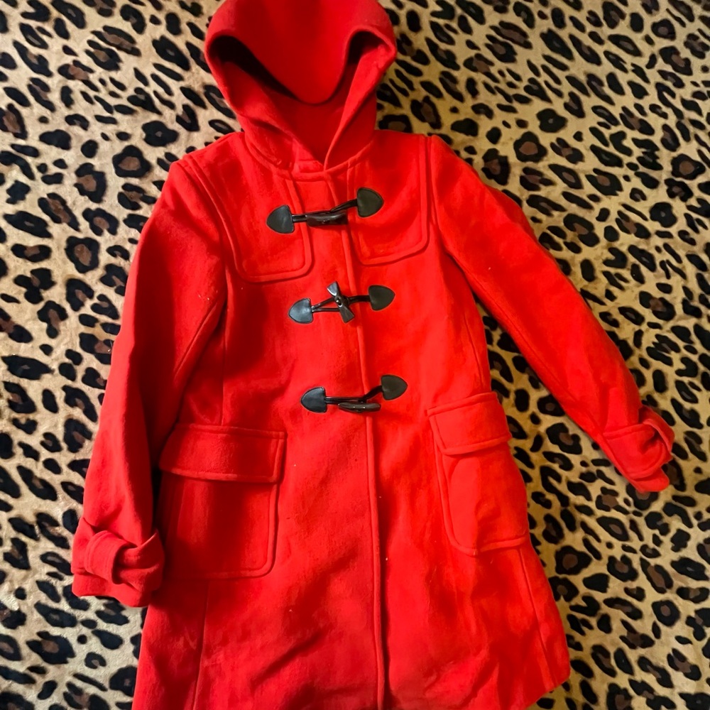 Kate Spade New York Women’s Red Toggle Coat with Detachable Hood